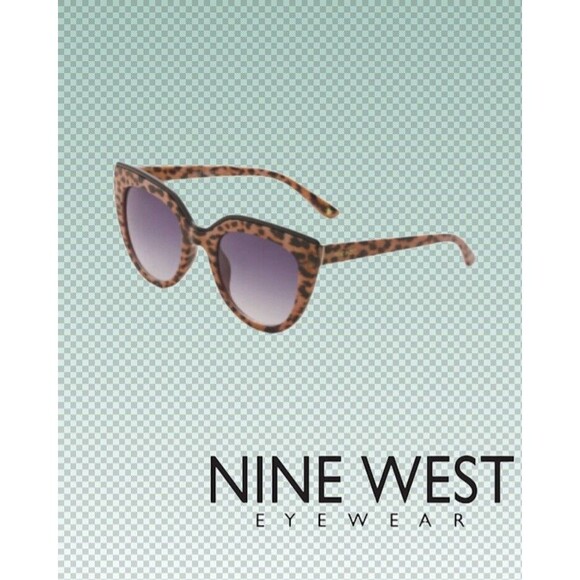 "Nine West" Women's Cat Eye Sunglasses Leopard Print Purple Gradient Lens NWT - Picture 3 of 4